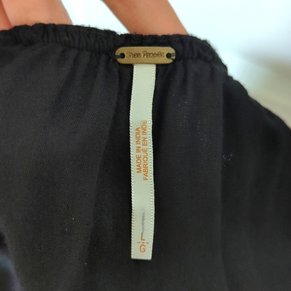 Free People Simply Embroidered Yoke Sleeveless Lace Up V-neck Mini Dress Black L - Picture 5 of 13